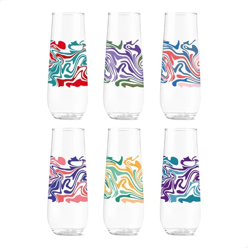 Vista 37 de TOSSWARE POP - Juego de 6 copas de champán con estampado de flauta de 9 onzas, de alta calidad, reciclables, irrompibles y de plástico transparente