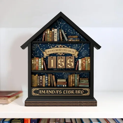Vista 5 de Rastreador de Lectura de Libros Personalizado, Contador de Libros Leídos Este Año, Decoración de Biblioteca, Letrero de Seguimiento de Libros