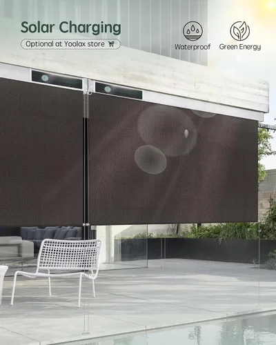 Vista 3 de Yoolax Persianas motorizadas personalizadas para exterior, persianas inteligentes compatibles con Alexa Google, persianas impermeables con control