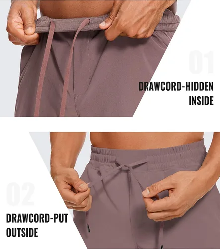 Vista 5 de CRZ YOGA Pantalones cortos de entrenamiento sin forro para hombre, ligeros, de secado rápido, para correr, deportes, gimnasio, con bolsillos