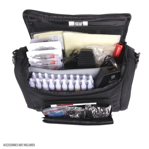Vista 2 de USA Gear Estuche profesional para pistola de tatuaje, exterior fuerte, divisores ajustables, sostiene juego de tinta de tatuaje, máquina, bolígrafo