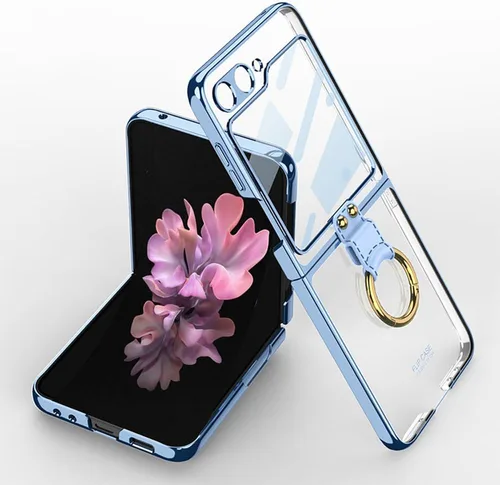 Vista 21 de SHIEID Z Flip 4 - Funda protectora delgada con soporte de anillo, borde galvanizado para Galaxy Z Flip 4, con protector de pantalla integrado