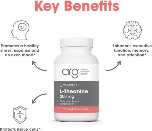 Vista 5 de Metabolic Maintenance L-teanina 200 mg - Suplemento de teanina L con glicina para energía y concentración tranquila, aminoácidos para apoyo al sueño