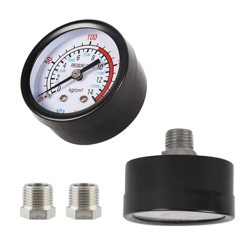 Vista 3 de Manómetro de presión de aire de 2 pulgadas 0-200 PSI, montaje trasero central NPT de 1/4", manómetro comercial/industrial