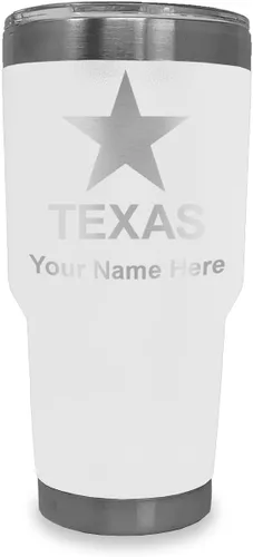 Vista 17 de LaserGram Vaso aislado al vacío de 20 onzas, bandera de Texas, grabado personalizado incluido (negro)