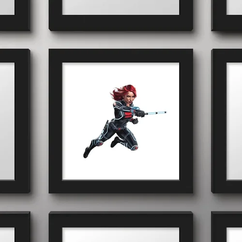 Vista 3 de Trends International Gallery Pops Marvel Comics Avengers - Póster de pared de viuda negra, 12 x 12 pulgadas, versión enmarcada en negro