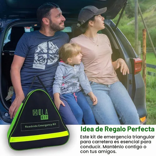 Vista 7 de HolaKit Kit de emergencia para automóvil, kit de carretera de 55 piezas con cables de puente, kit de primeros auxilios, martillo de seguridad