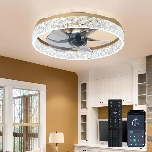 Vista 18 de Depuley Ventiladores de techo con luces y control remoto: ventilador de techo de montaje empotrado moderno de perfil bajo de 20 pulgadas con control