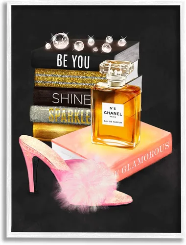 Vista 7 de Stupell Industries Botella de perfume motivacional Be You con tacón de pompón esponjoso, diseño de Ziwei Li Stupell Industries Black, 11 x 14