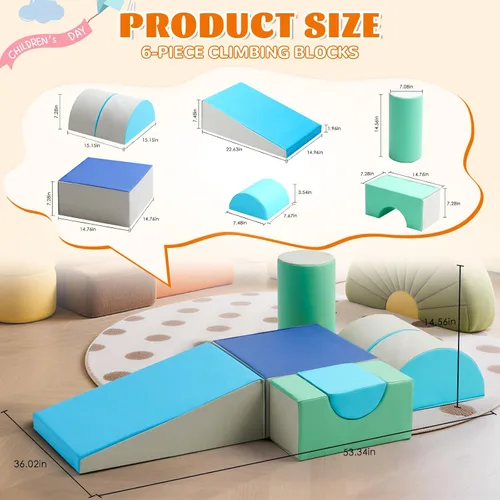 Vista 4 de Juguetes de escalada para niños pequeños para interiores, bloques de escalada de espuma de 5 piezas, juego de escalada suave para niños de 1 a 3