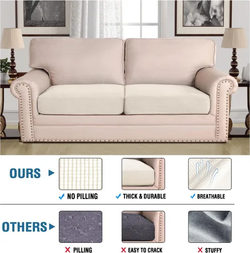 Vista 599 de H.VERSAILTEX Fundas de Cojín de Asiento Individuales Super Elásticas Fundas de Sofá Fundas de Cojín de Sofá Fundas Deslizables Juegos Tela de Sarga