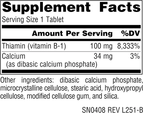 Vista 2 de Source Naturals Vitamina B-1 Tiamina 100 mg Apoya la Producción de Energía - 250 Tabletas
