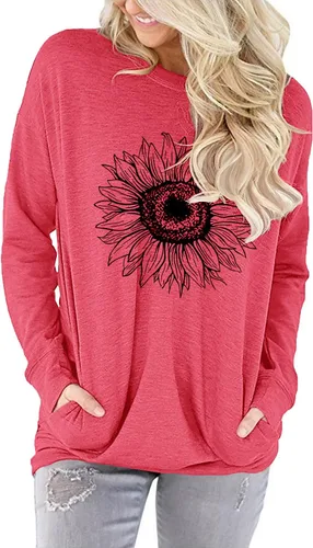 Vista 2 de onlypuff Sudaderas tipo túnica con estampado de bolsillo para mujer