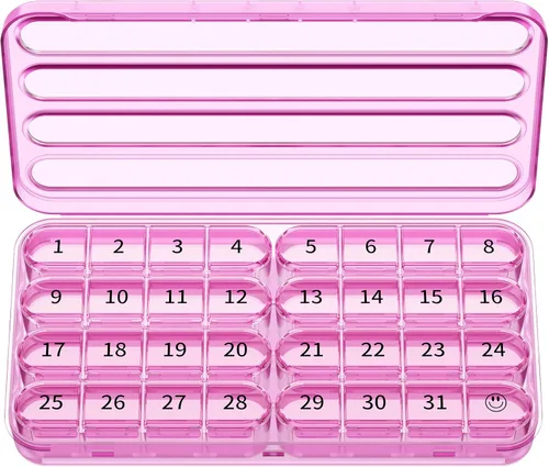 Vista 9 de Zoksi Organizador de pastillas mensual 1 vez al día, organizador de pastillero de 30 días, estuche de pastillas de un mes para viajes, contenedor