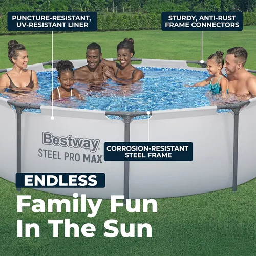 Vista 4 de Piscina Bestway Steel Pro sobre suelo, Azul