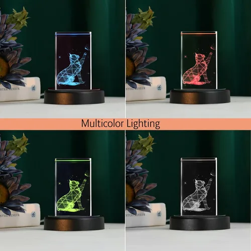 Vista 4 de IFOLAINA Base de luz LED, soporte de exhibición redondo multicolor para arte de cristal, base iluminada para vidrio 3D, base de pantalla LED