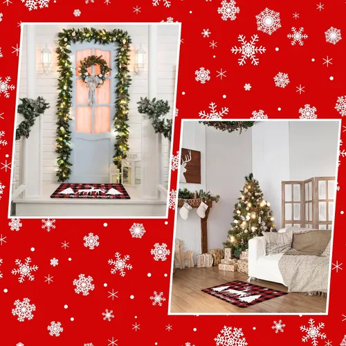 Vista 7 de Tapete de Navidad personalizado para exteriores, tapete de bienvenida personalizado con nombre, tapete de Navidad antideslizante personalizado