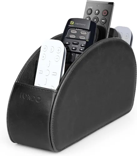 Vista 3 de Otto porta control remoto con 5 bolsillos para DVD, Blu-Ray, TV, Roku o Apple TV - PU piel con forro de gamuza - Delgado, living compacto o depósito