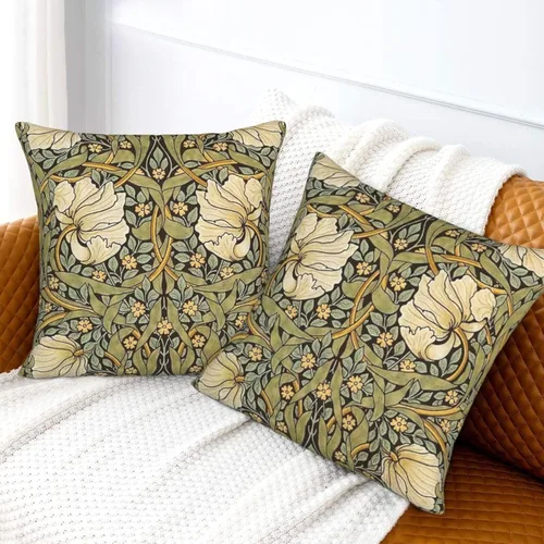 Vista 2 de Juego de 2 fundas de almohada de William Pimpernel Morris de 18 x 18 pulgadas, almohada estética para dormitorio, funda decorativa de terciopelo