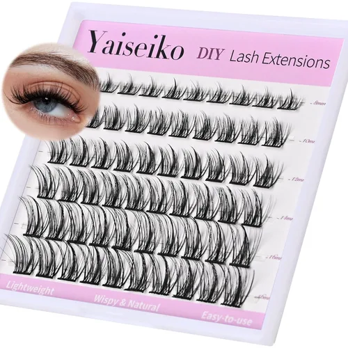 Vista 11 de Kit de extensiones de pestañas autoadhesivas en racimo, pestañas para colocar uno mismo, pestañas pre-pegadas, sin necesidad de pegamento, pestañas