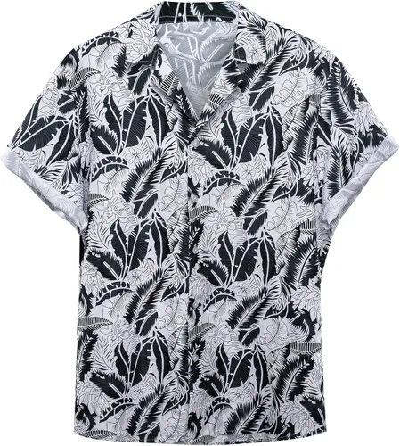 Vista 4 de YOHOWA Camisa hawaiana de manga corta para hombre, casual, con botones, para fiesta de brisa en la playa
