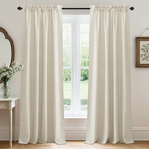 Vista 30 de RYB HOME - Cortinas de lino texturizado semitranslúcidas, privacidad media, filtro de luz, decoración de ventana para dormitorio/baño/sala de estar