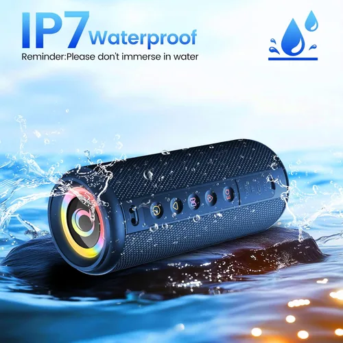 Vista 7 de Altavoz Bluetooth portátil, altavoz inalámbrico de 20W con sonido estéreo Azul