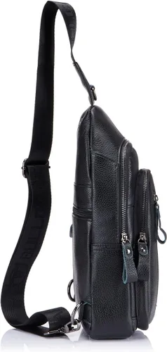 Vista 3 de Bolso de cuero genuino de los hombres del bolso de hombro de la mochila al aire libre casual Crossbody
