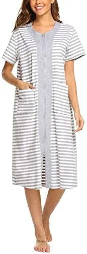 Vista 4 de Ekouaer - Vestido de entrecasa largo, con cremallera frontal, para mujer