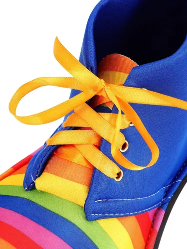 Vista 3 de Zapatos unisex de payaso arco iris para Halloween, accesorios, accesorios y kits (S, tira colorida), Multicolorido