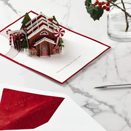 Vista 7 de Hallmark Tarjeta de Navidad desplegable Signature Paper Wonder (pan de jengibre)