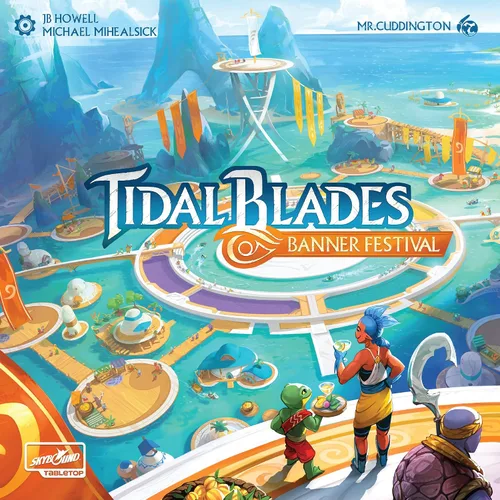 Vista 2 de Lucky Duck Games Tidal Blades: Banner Festival, emocionante juego de mesa de aventura con impresionantes obras de arte. Juego de estrategia