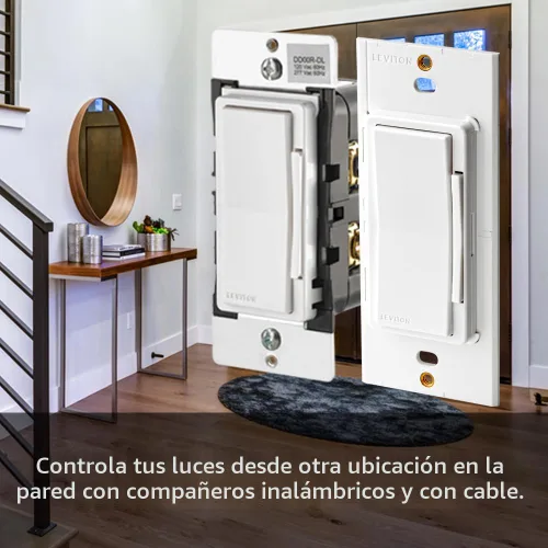 Vista 7 de Leviton Decora Smart interruptor regulador de intensidad, 0-10V, Wi-Fi, requiere cable neutro, funciona con Matter, My Leviton, Alexa, Google
