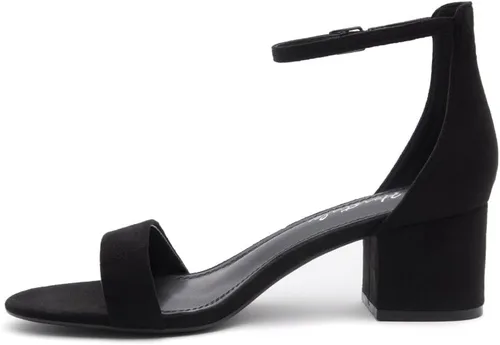 Vista 3 de Herstyle Sandalias de tacón bajo grueso para mujer, con correa en el tobillo, con correa en el tobillo, zapatos de vestir para fiestas, bodas