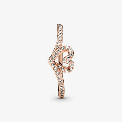 Vista 4 de PANDORA Jewelry - Anillo de corazón brillante para mujer chapado en oro rosa de 14 quilates con circonita cúbica talla 5 Metal precioso Zirconia