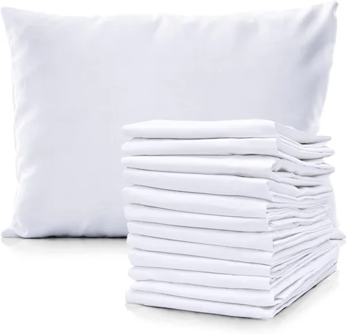 Vista 10 de Pacific Linens Juego de 12 fundas de almohada de percal suave, de lujo, sin arrugas, mezcla de algodón Polly de 200 hilos, ropa de cama de grado