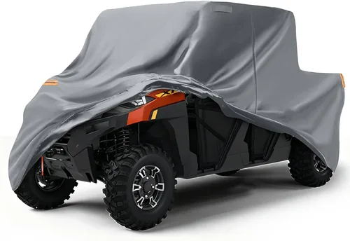 Vista 11 de Funda impermeable UTV compatible con Can-am Defender de 2 plazas, 6 capas para todo tipo de clima, con rejillas de ventilación, cremallera de puerta
