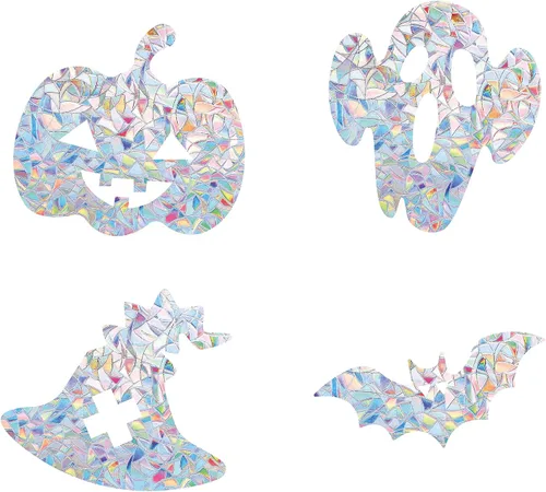 Vista 15 de GORGECRAFT 16 calcomanías de ángel para ventana, diseño de hadas, anticolisión, arco iris, para pájaros, pegamentos de huelga de pájaros, película