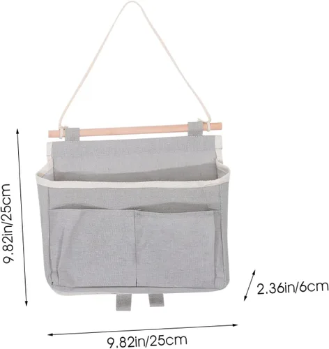 Vista 3 de Cabilock Bolsa de almacenamiento colgante Gancho para colgar en la puerta, organizador de dormitorio, bolsa para colgar en la pared gris para oficina