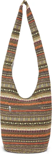 Vista 200 de Bolsa de hombro para mujer, de lona en estilo hippie/bohemio para llevar cruzada al hombro, disponible en diferentes colores y estampados