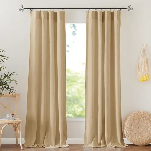 Vista 9 de RYB HOME Cortinas traslúcidas grises – Cortinas semitransparentes mezcladas de lino para privacidad, cortinas de ventana, reducción de luz para sala