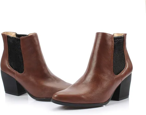 Vista 5 de Bliss - Botines cómodos de tacón grueso para mujer, estilo Chelsea
