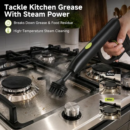 Vista 4 de Limpiador de vapor resistente para el hogar, alta presión de 1500 W con 22 Negro