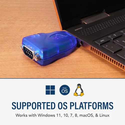 Vista 3 de USBGear Adaptador serie USB a RS-232 - DB9 macho, chipset FTDI, LED de estado RX/TX, compatible con TAA (fabricado en Taiwán), compatible
