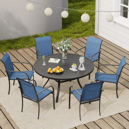 Vista 13 de VICLLAX Juego de 2 sillas de patio pequeñas para exteriores, juego de sillas apilables para patio y mesa de comedor cuadrada para porche delantero