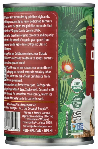 Vista 6 de Native Forest Leche de coco clásica sin azúcar, orgánica, 13.5 onzas líquidas