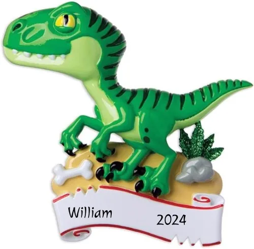 Vista 7 de Adorno personalizado para niños Brontosaurio, dinosaurio, morado, árbol de Navidad, decoración personalizada para niños y niñas, Ornament Station