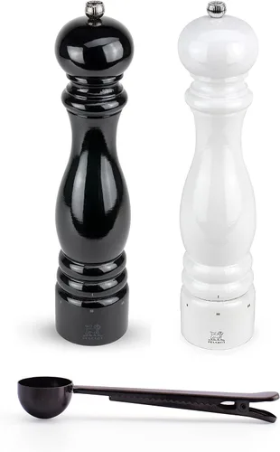 Vista 6 de Peugeot Paris u'Select - Juego de molinillo de sal y pimienta manual de 6 ajustes con cuchara de especias de acero inoxidable negro, fabricado