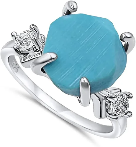 Vista 23 de Anillo de cristal crudo real con piedra natal, plata de ley, oro blanco, regalo de joyería para ella, regalo de Navidad, Día de la Madre