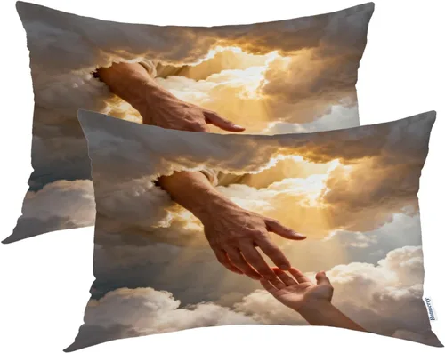 Vista 83 de Batmerry Autumn Forest Throw Pillow Covers, Yellow Orange Foliage in Fall Park Decorative Pillow Covers Digital Printing Blended for Couch Sofa Bed